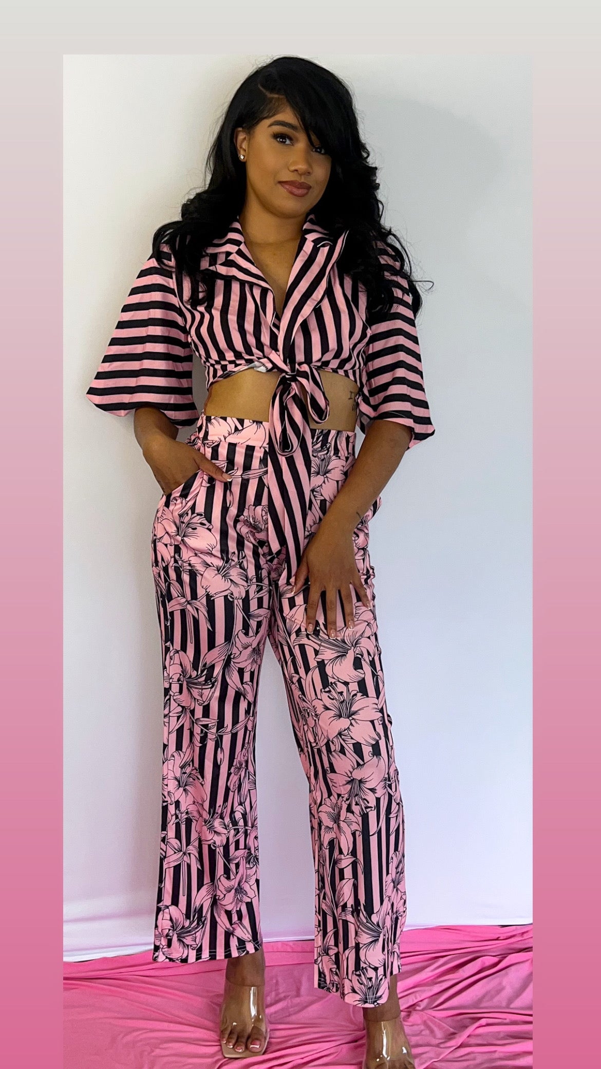Polished Pink Striped Set