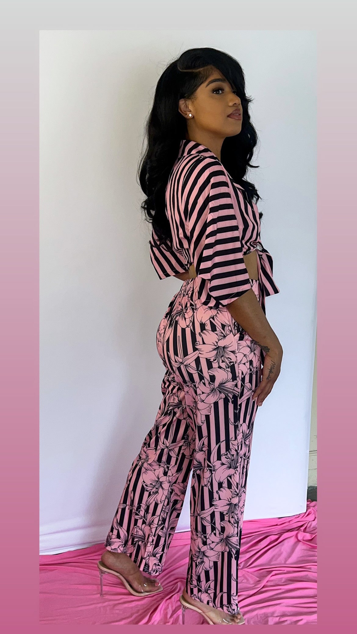 Polished Pink Striped Set